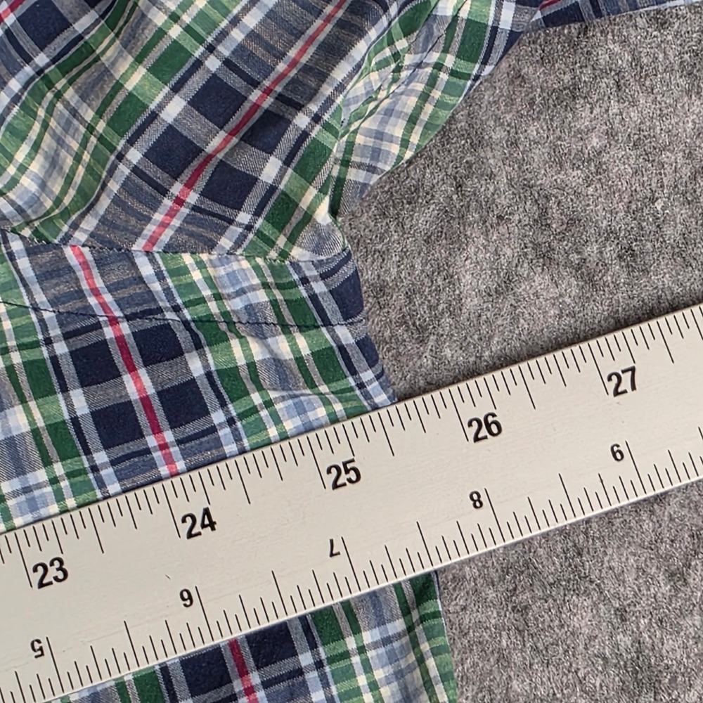 Ralph Lauren Plaid Shirt Green Blue‎ Classic Short Sleeve Button XL Preppy Pony - Picture 8 of 8